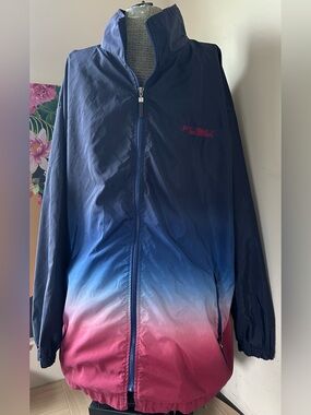 VINTAGE FUBU OMBRÉ WINDBREAKER/TRACK JACKET 2XL. RED, WHITE, BLUE